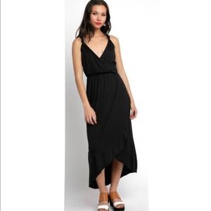 Abbeline Black Knot Strap Wrap Maxi Dress